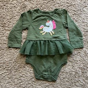 Hunter Green Unicorn Tutu Long Sleeve Onesie